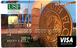 credit card with University of Southern Florida sign