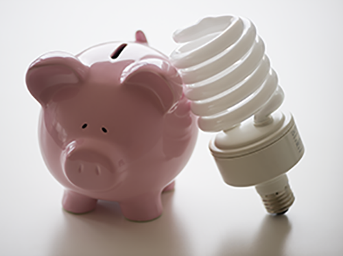 piggy bank and lightbulb